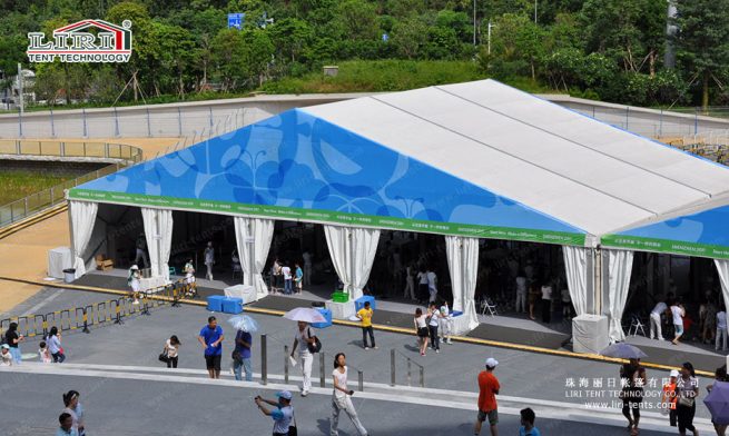 big tent with lining and curtain