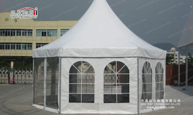 polygon tent with transparent windows