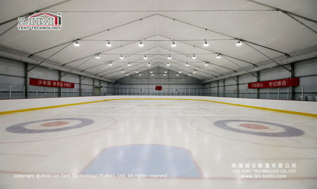 Ice hockey rink sports tent interior