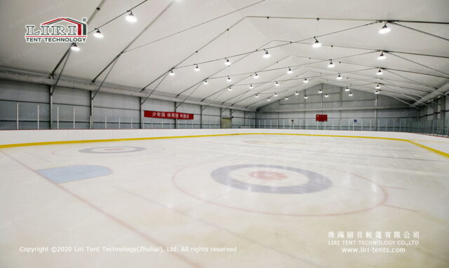 Ice hockey rink sports tent. detail