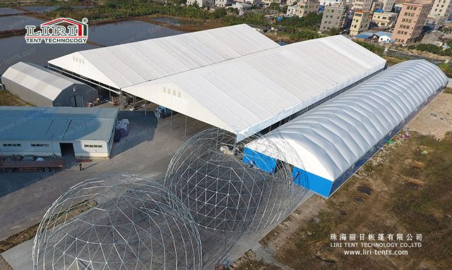 装配式建筑钢结构篷房航拍图