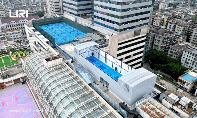 匹克球电动伸缩顶棚外景图