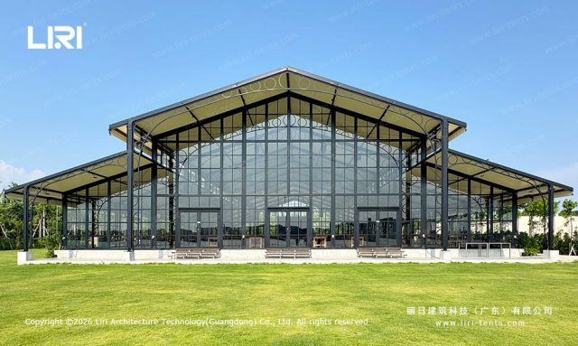 铝合金橘园篷房正立面玻璃外观