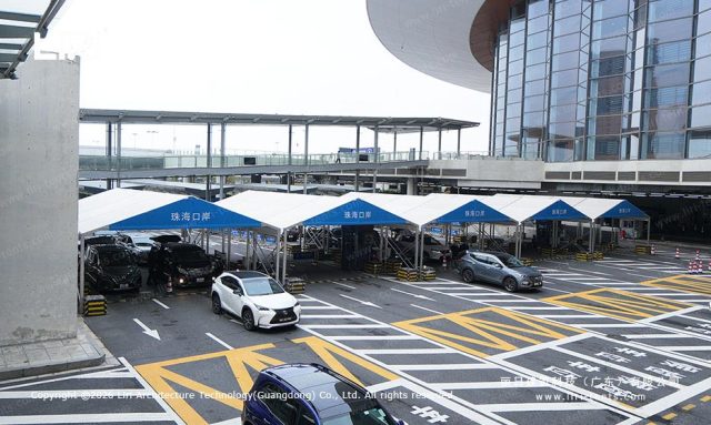 车辆安检帐篷口岸车道连排实景